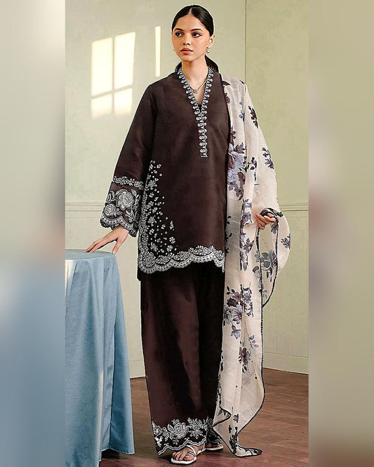 Dhanak 3PC Heavy Embroidered Design D007