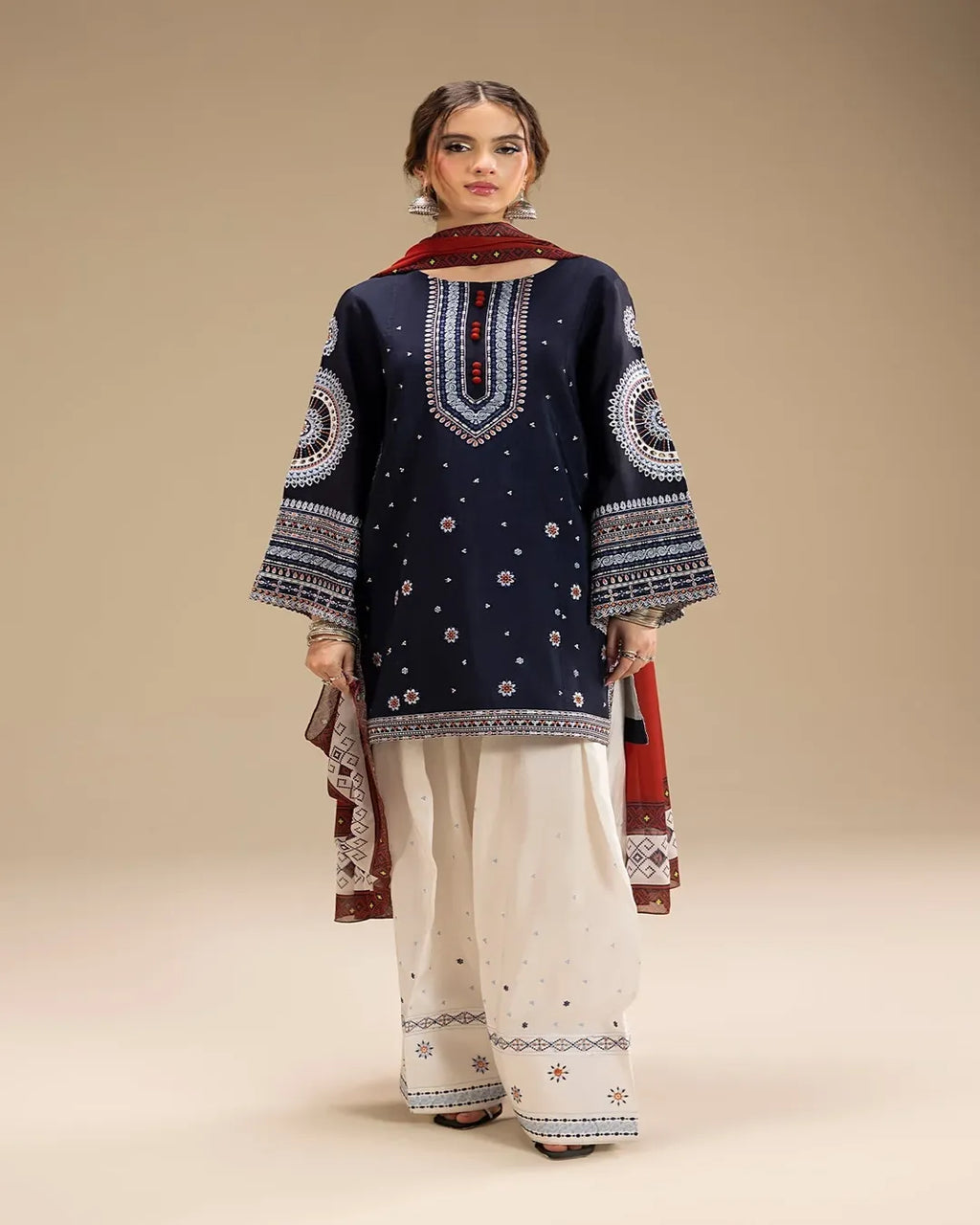 Dhanak 3PC Heavy Embroidered Design D008
