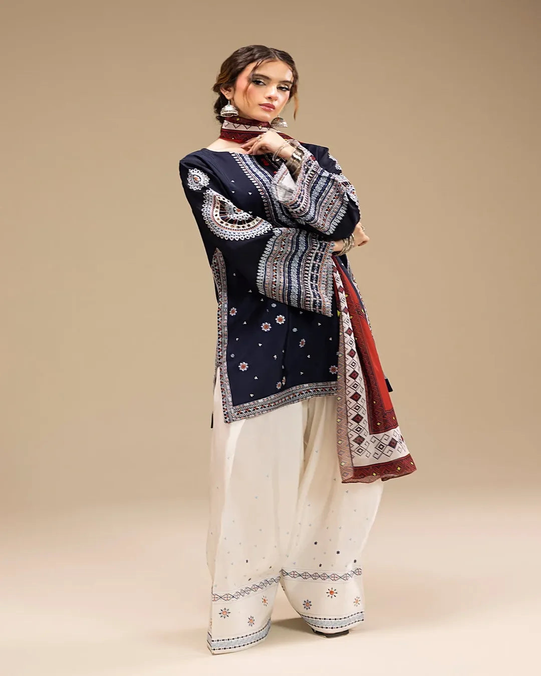 Dhanak 3PC Heavy Embroidered Design D008