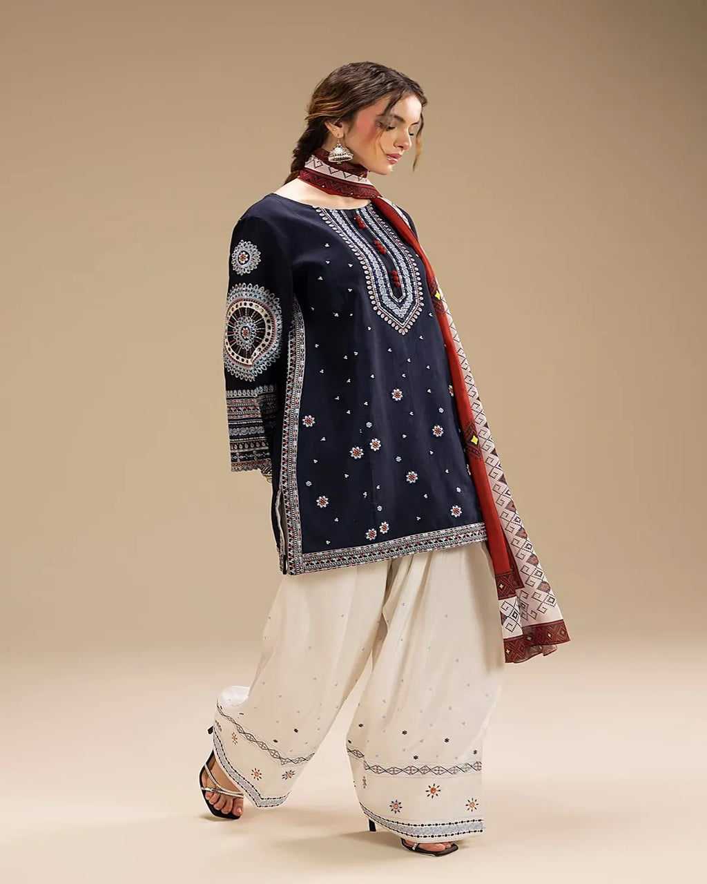 Dhanak 3PC Heavy Embroidered Design D008