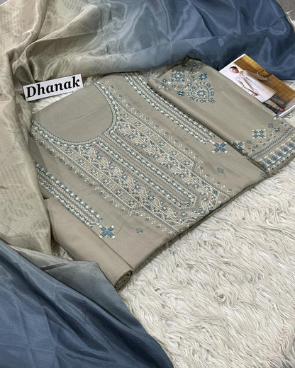 Dhanak 3PC Heavy Embroidered Design D009
