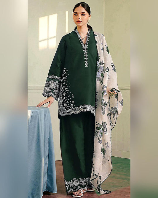 Dhanak 3PC Heavy Embroidered Design D011