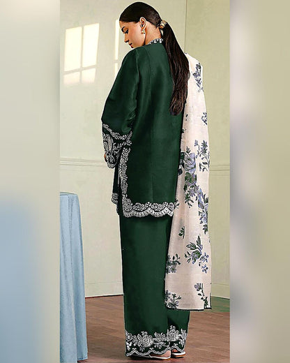 Dhanak 3PC Heavy Embroidered Design D011