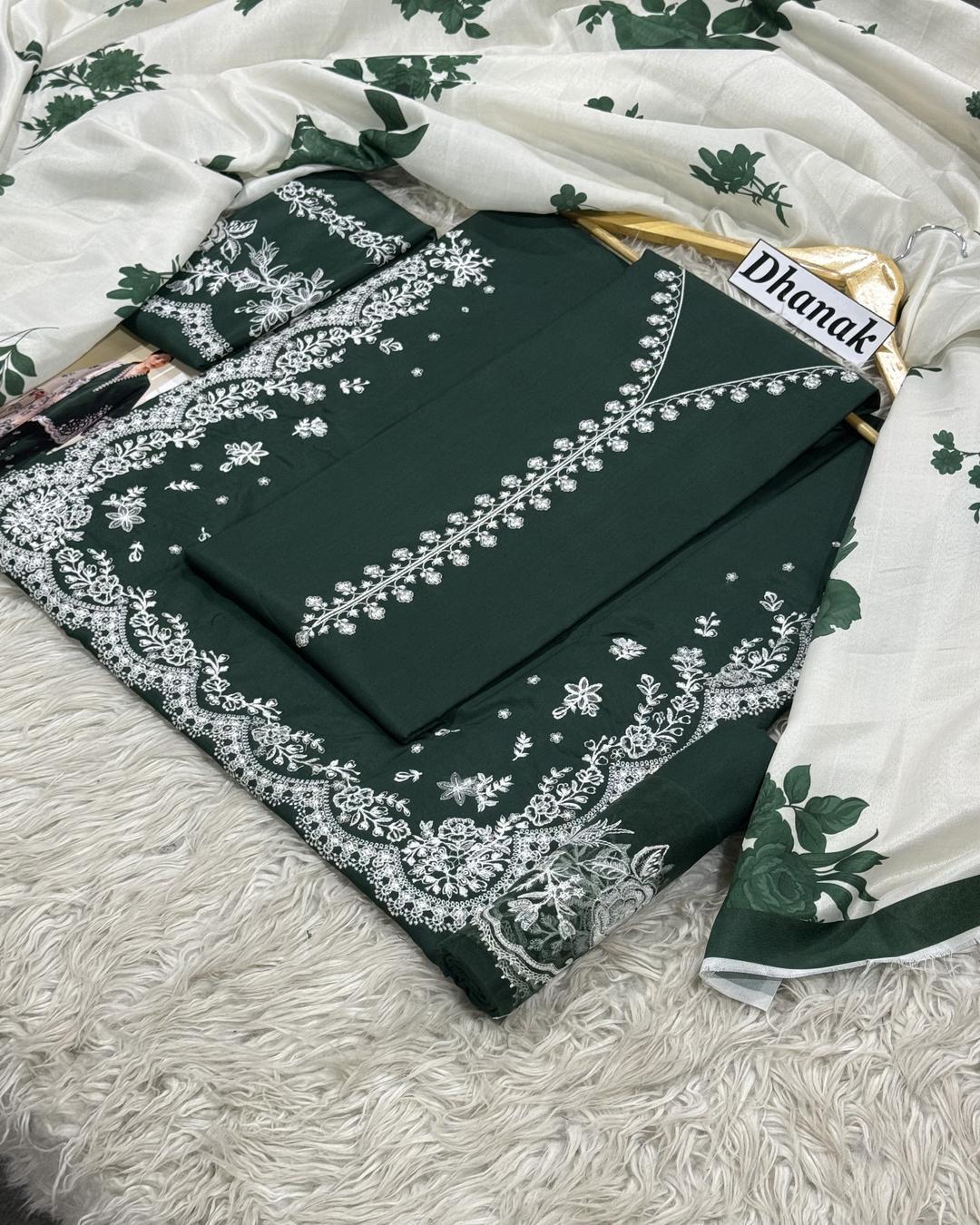 Dhanak 3PC Heavy Embroidered Design D011