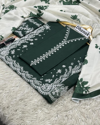 Dhanak 3PC Heavy Embroidered Design D011