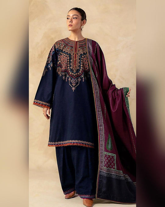Dhanak 3PC Heavy Embroidered Design D013