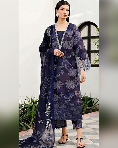 KHADDAR 3pc Full Embroidered Design D001