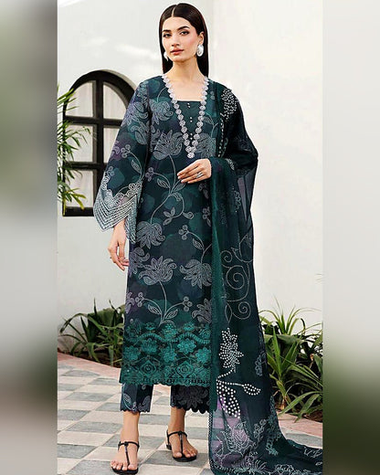 KHADDAR 3pc Full Embroidered Design D002