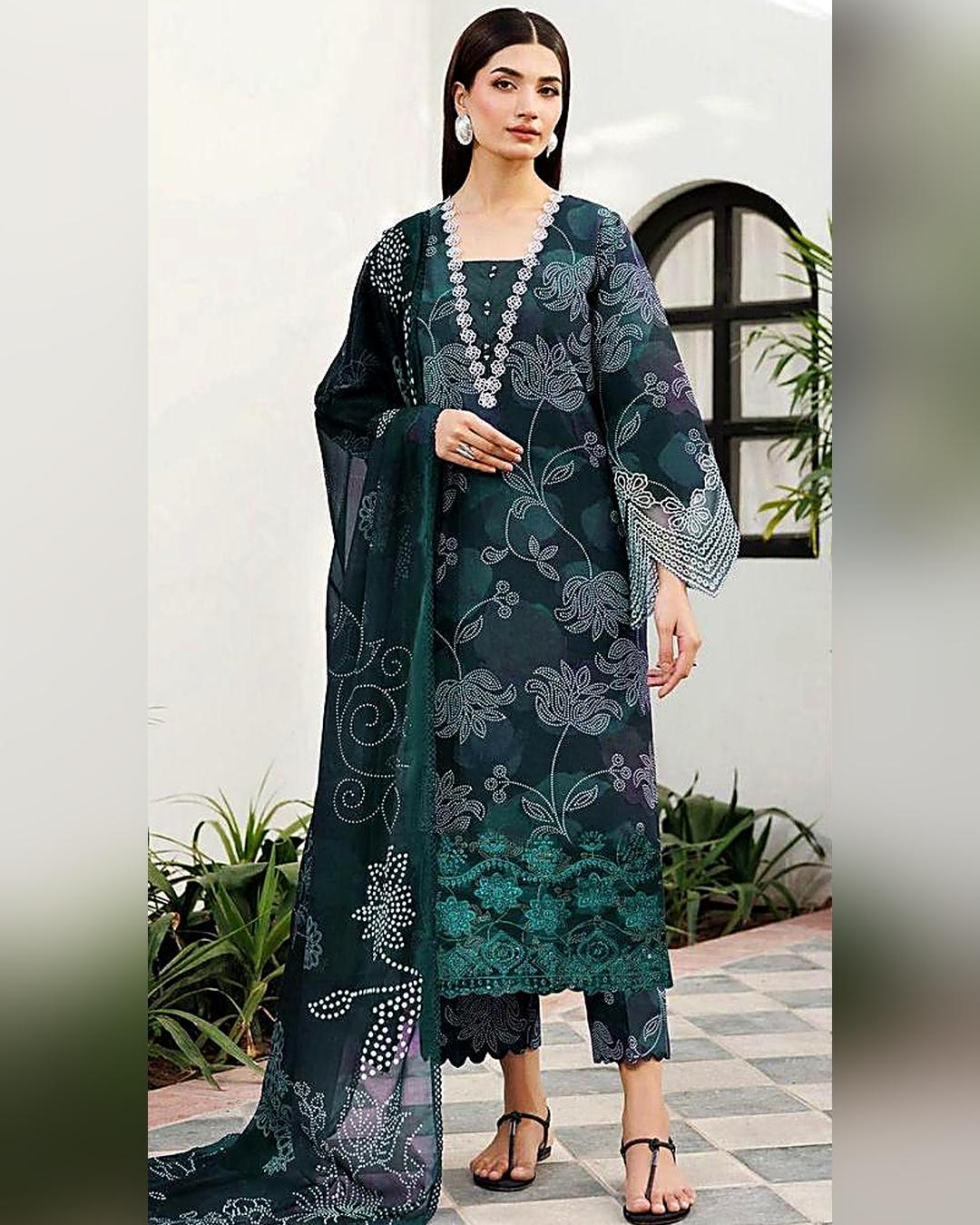 KHADDAR 3pc Full Embroidered Design D002