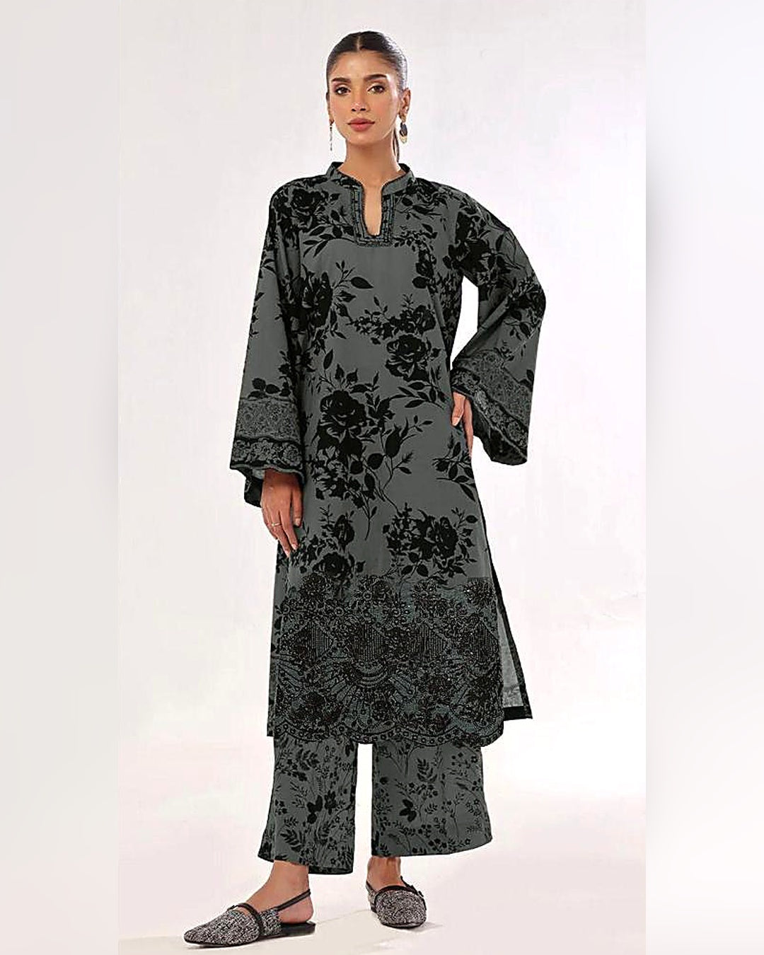 KHADDAR 3pc Full Embroidered Design D003