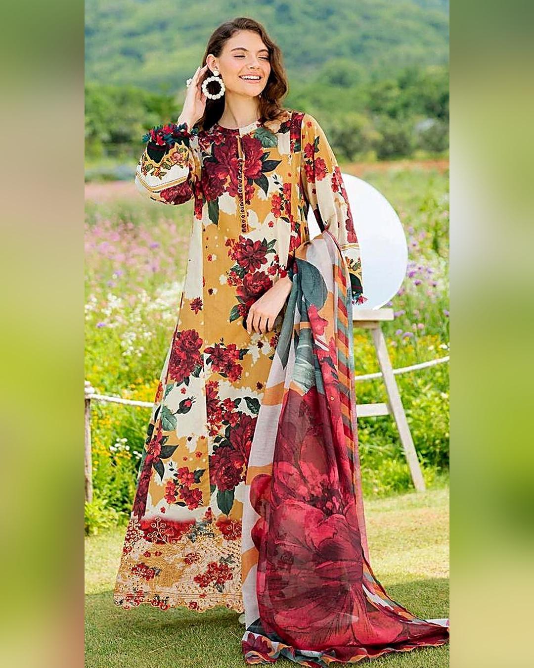 KHADDAR 3pc Full Embroidered Design D004