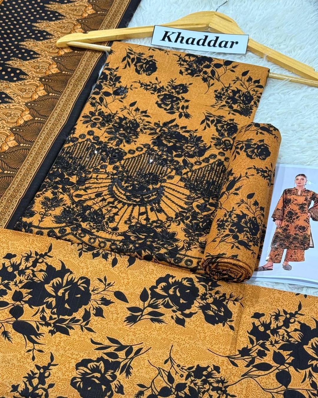 KHADDAR 3pc Full Embroidered Design D005