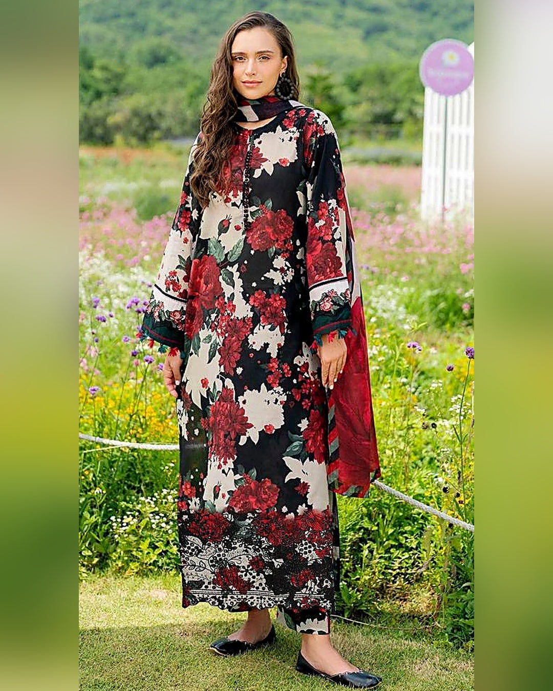 KHADDAR 3pc Full Embroidered Design D006