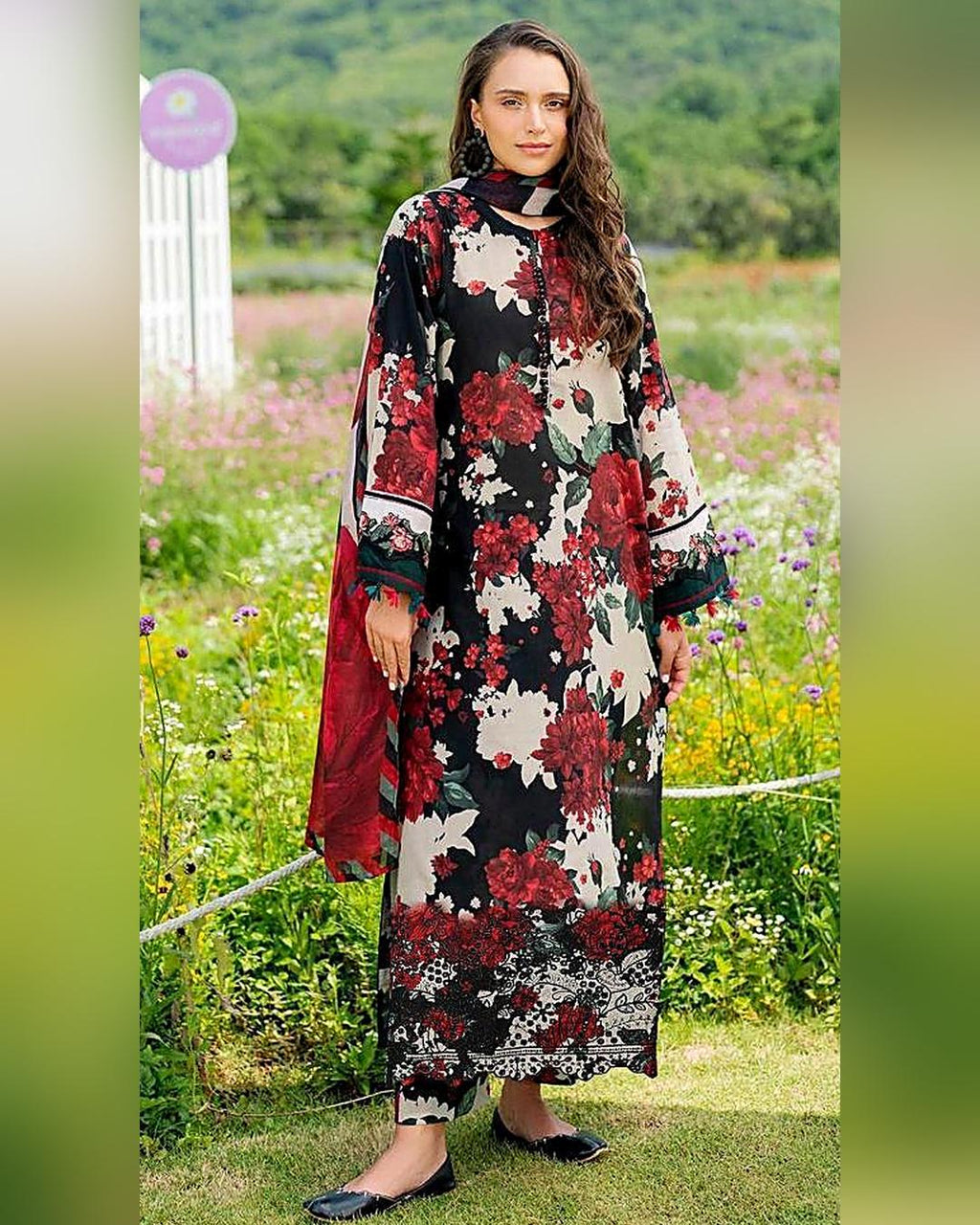 KHADDAR 3pc Full Embroidered Design D006