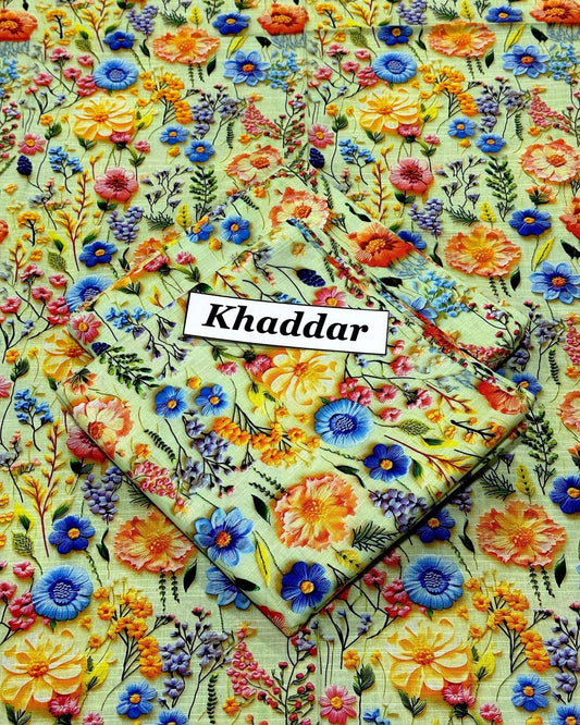 KHADDAR All Over Digital Print 2pc Design D064
