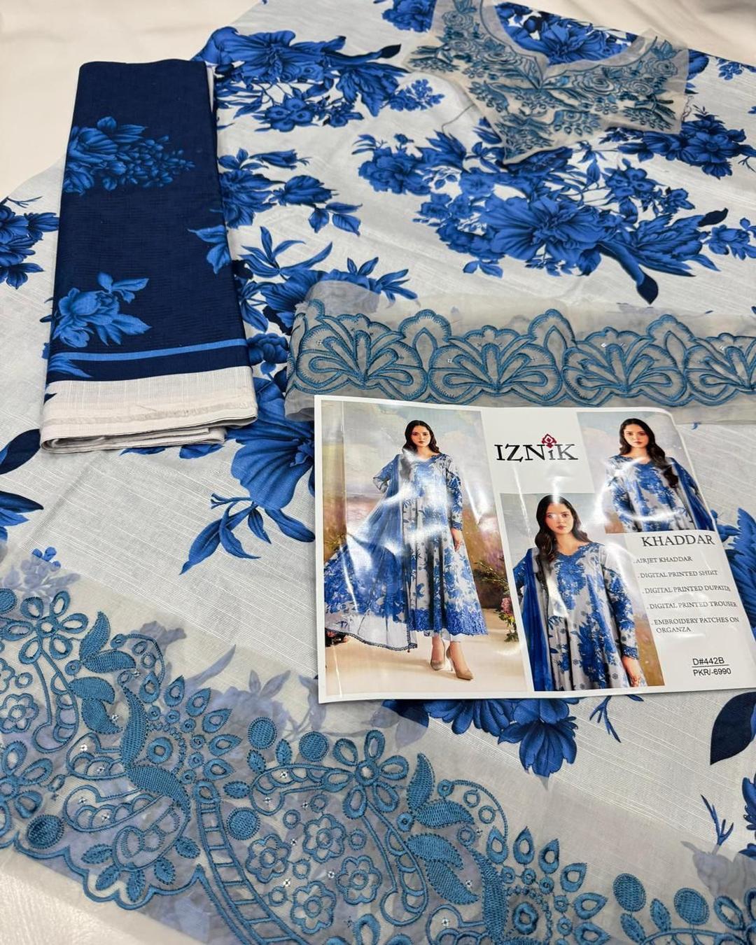 KHADDAR Digital Print 3pc With Patches Design D03