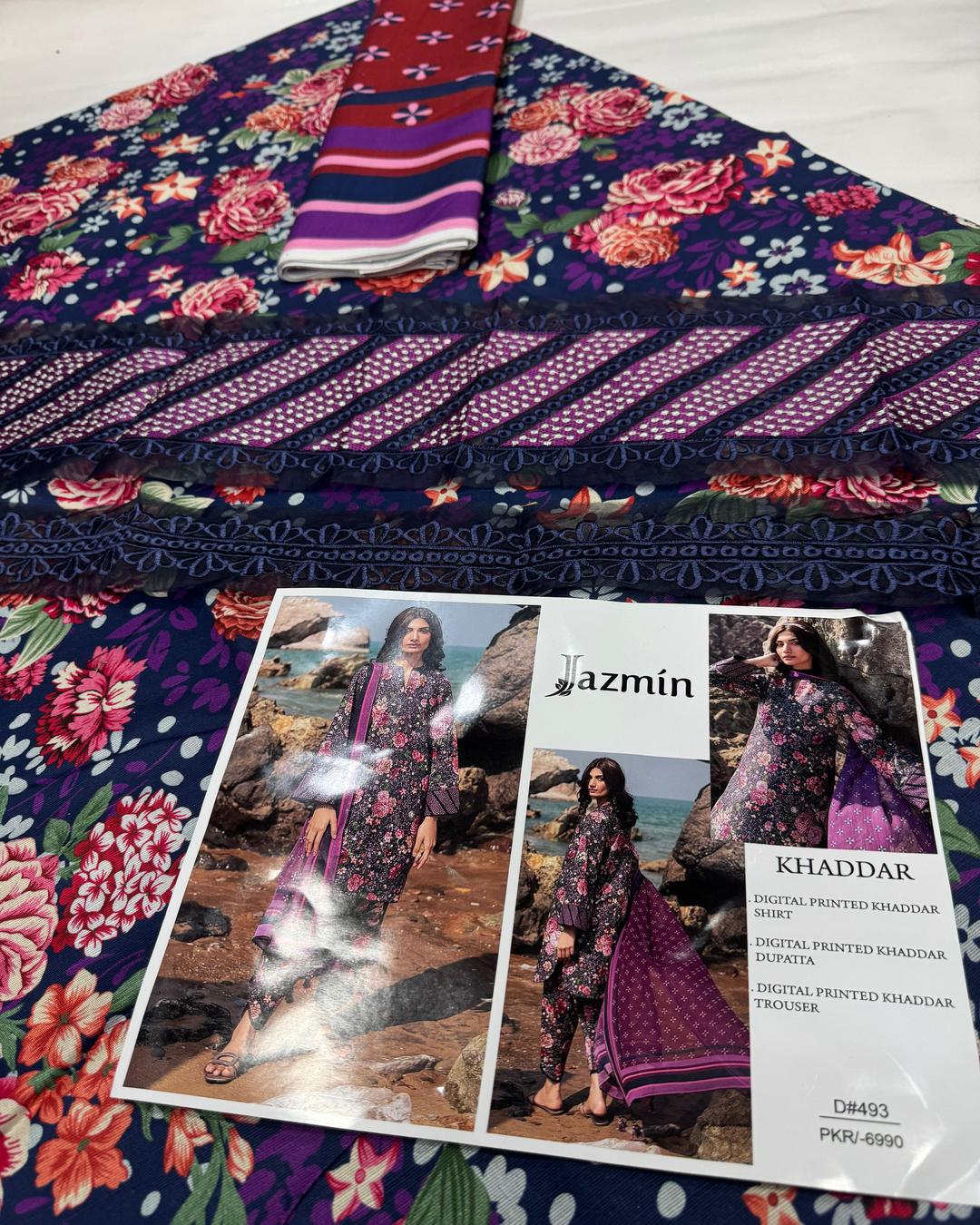 KHADDAR Digital Print 3pc With Patches Design D04