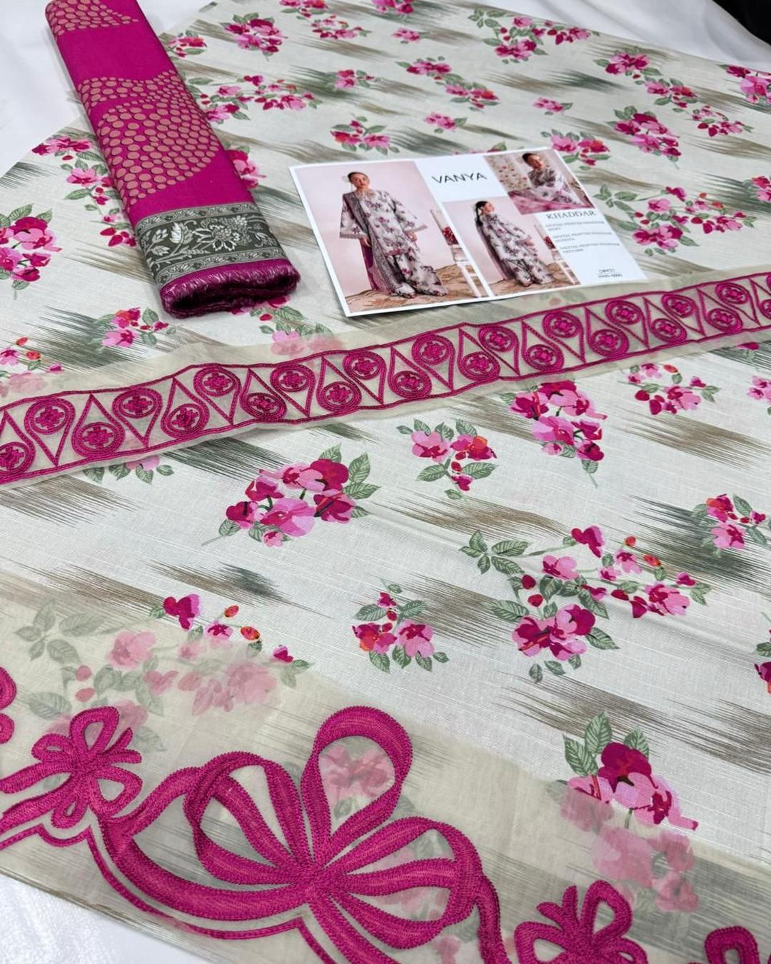 KHADDAR Digital Print 3pc With Patches Design D05