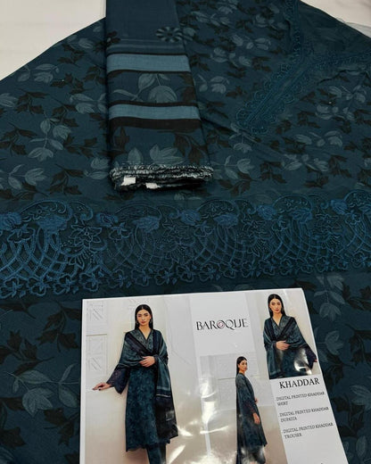 KHADDAR Digital Print 3pc With Patches Design D06