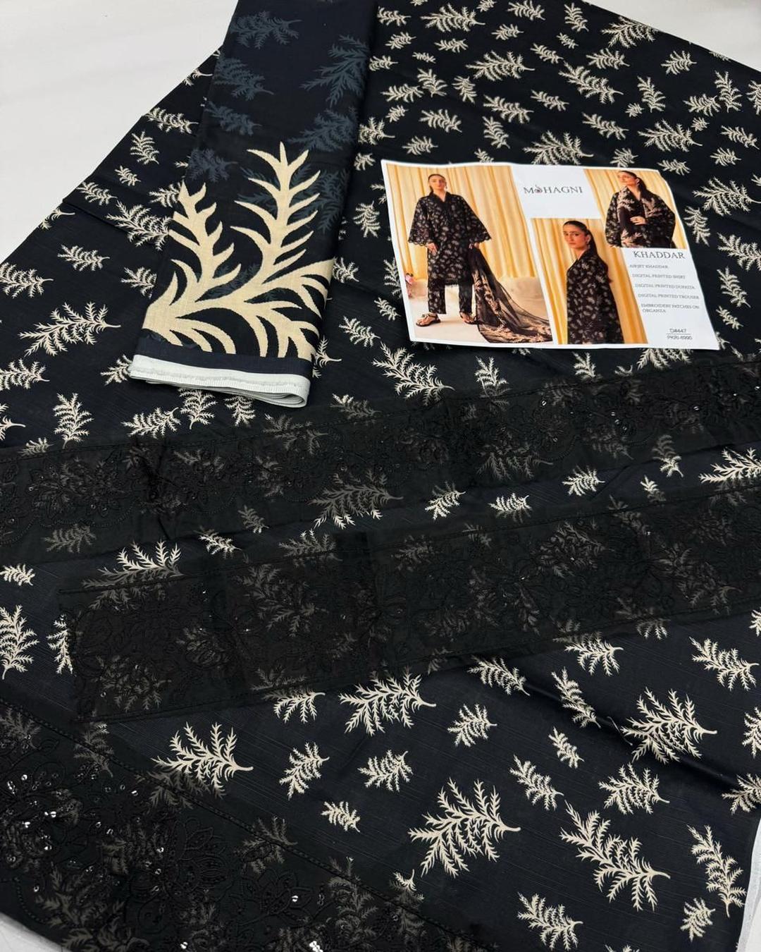 KHADDAR Digital Print 3pc With Patches Design D08