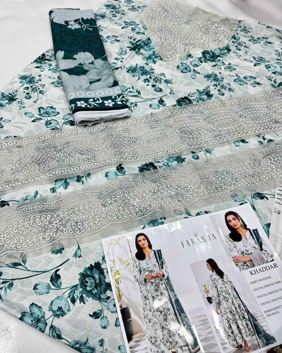 KHADDAR Digital Print 3pc With Patches Design D09