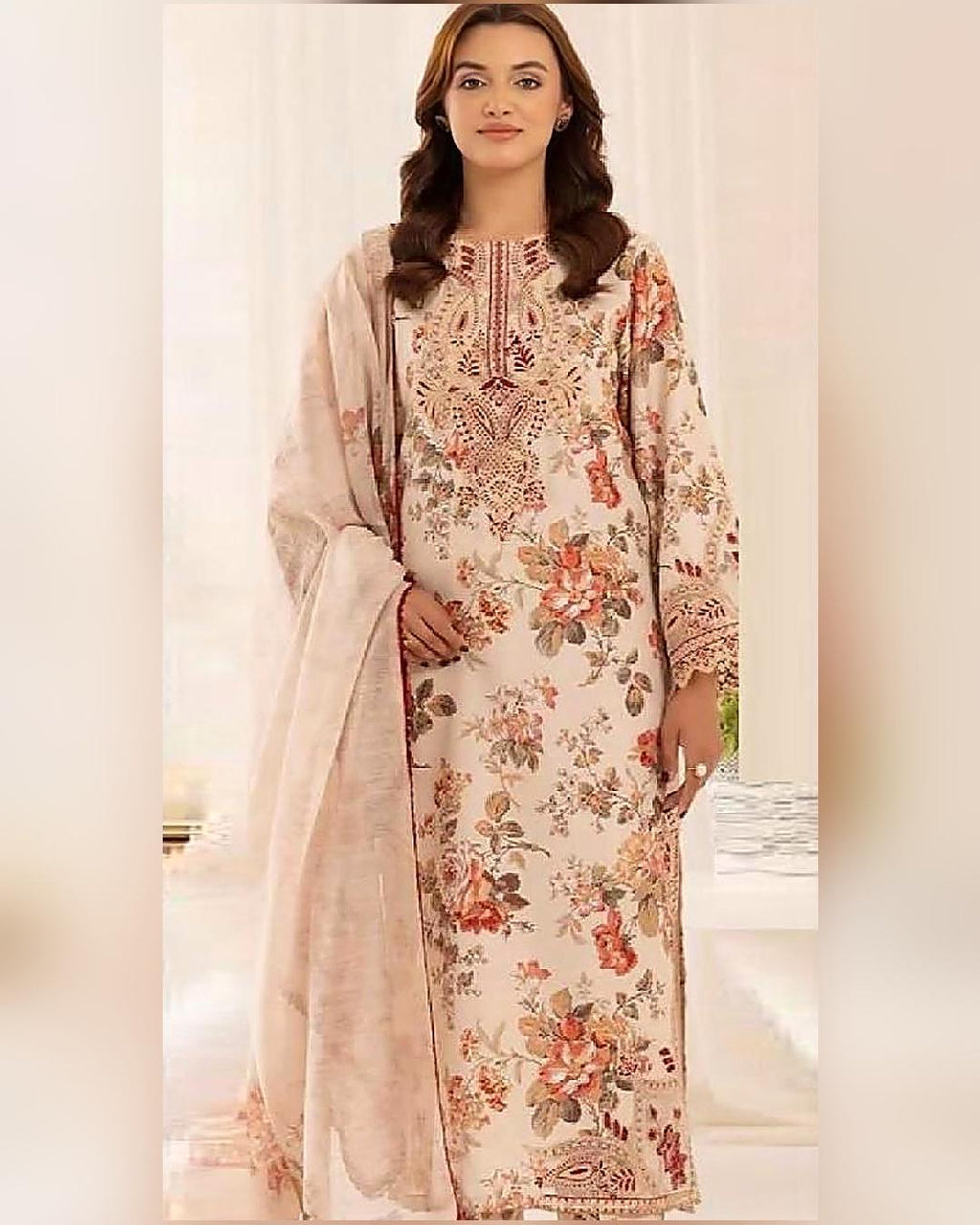 KHADDAR Digital Print 3pc With Patches Design D12