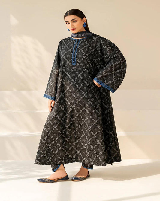 KHADDAR Digital Print 3pc With Patches Design D15