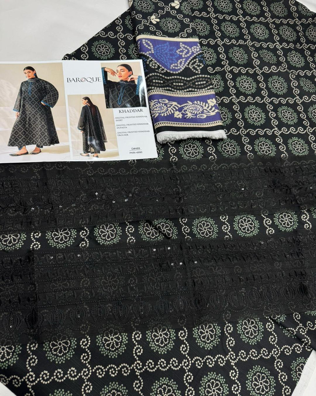 KHADDAR Digital Print 3pc With Patches Design D15
