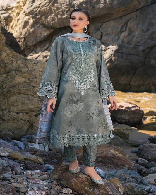 KHADDAR Digital Print 3pc With Patches Design D20