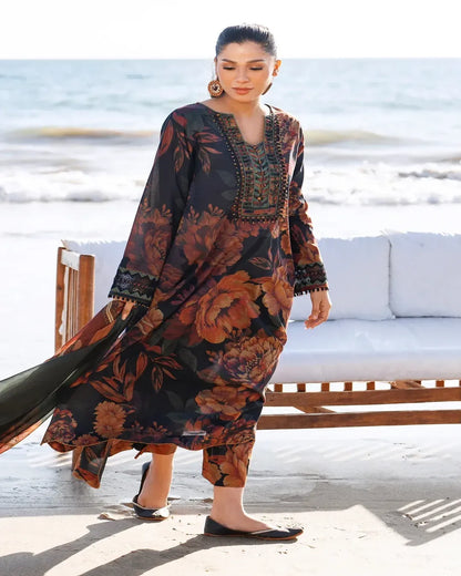 KHADDAR Digital Print 3pc With Patches Design D21