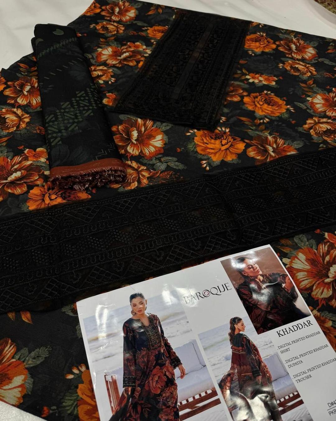 KHADDAR Digital Print 3pc With Patches Design D21