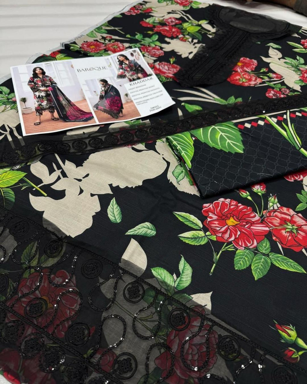 KHADDAR Digital Print 3pc With Patches Design D23