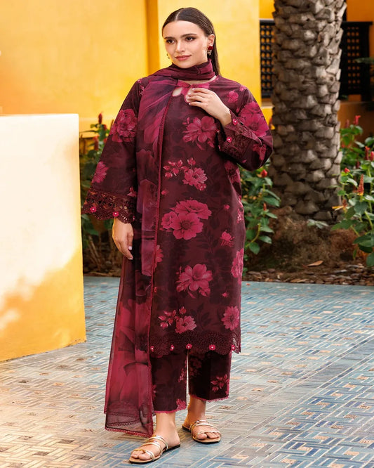 KHADDAR Digital Print 3pc With Patches Design D24