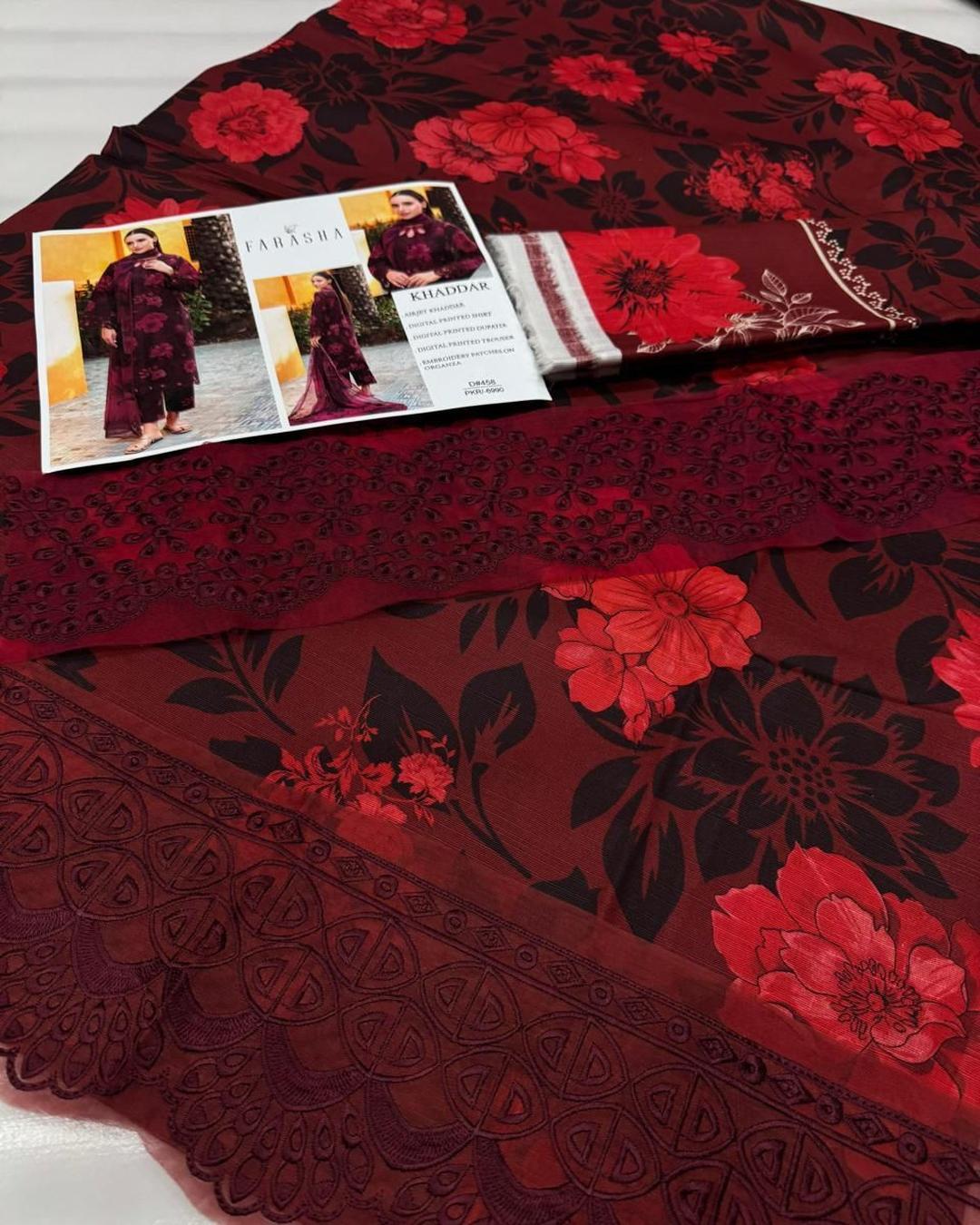 KHADDAR Digital Print 3pc With Patches Design D24