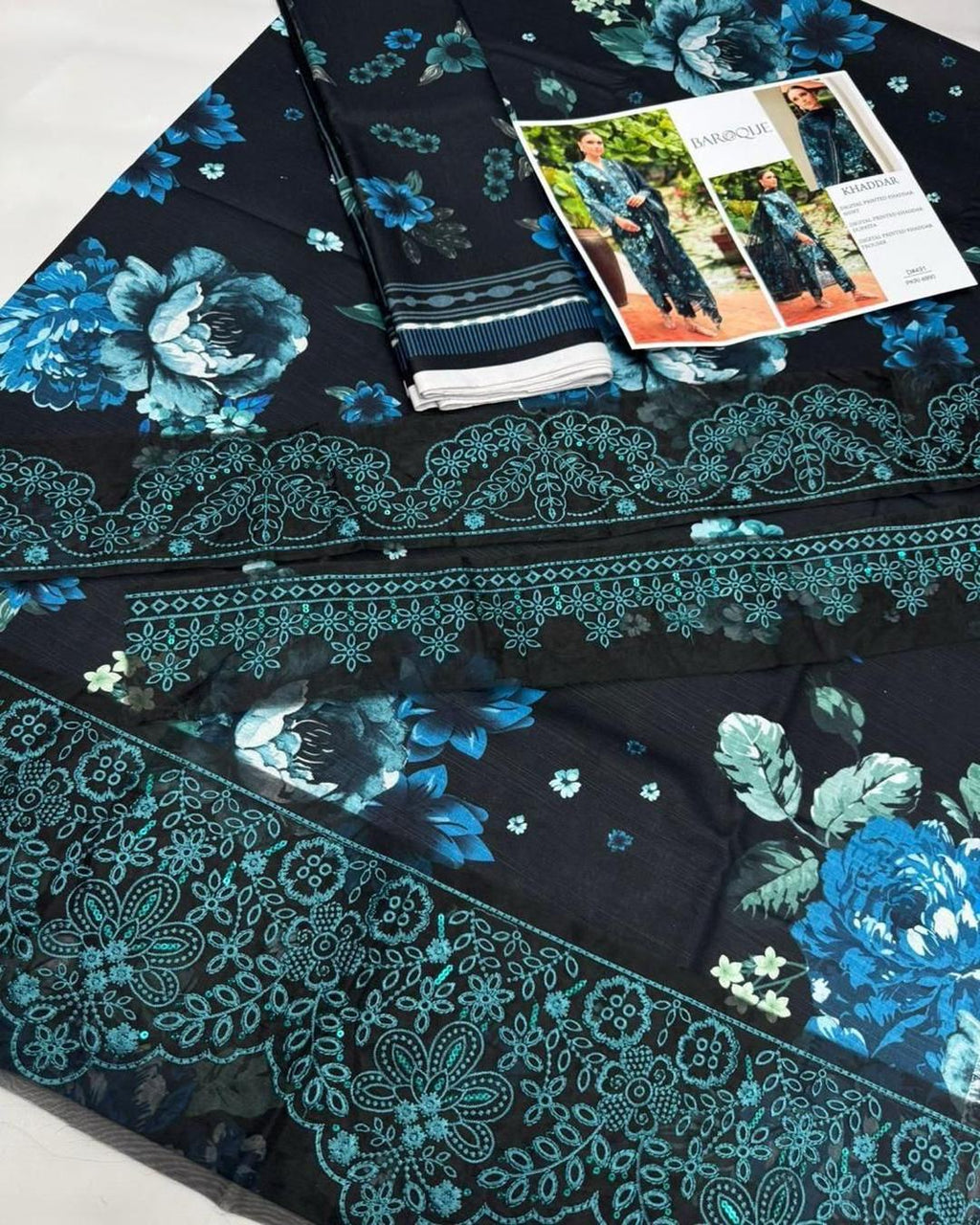 KHADDAR Digital Print 3pc With Patches Design D28