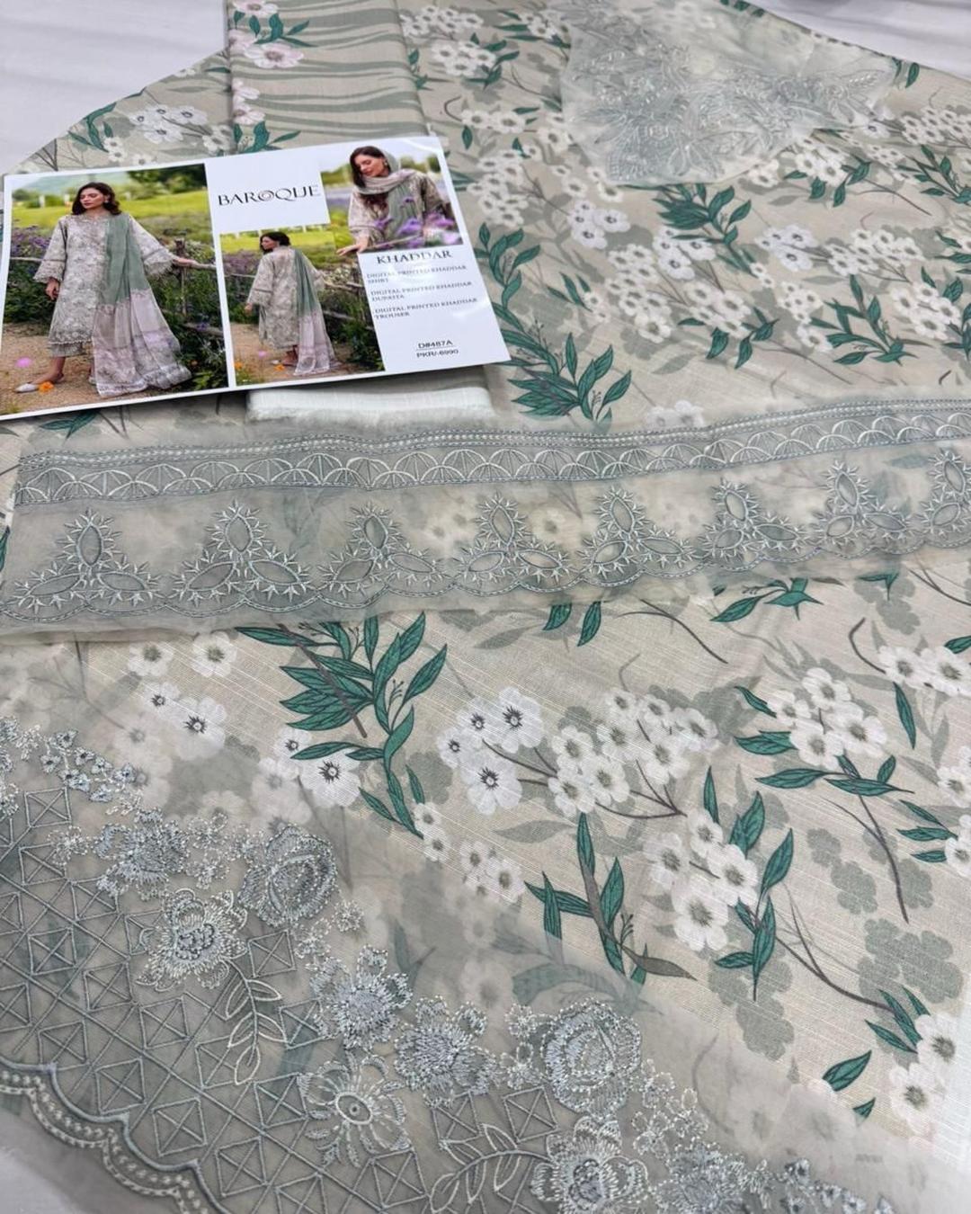 KHADDAR Digital Print 3pc With Patches Design D30