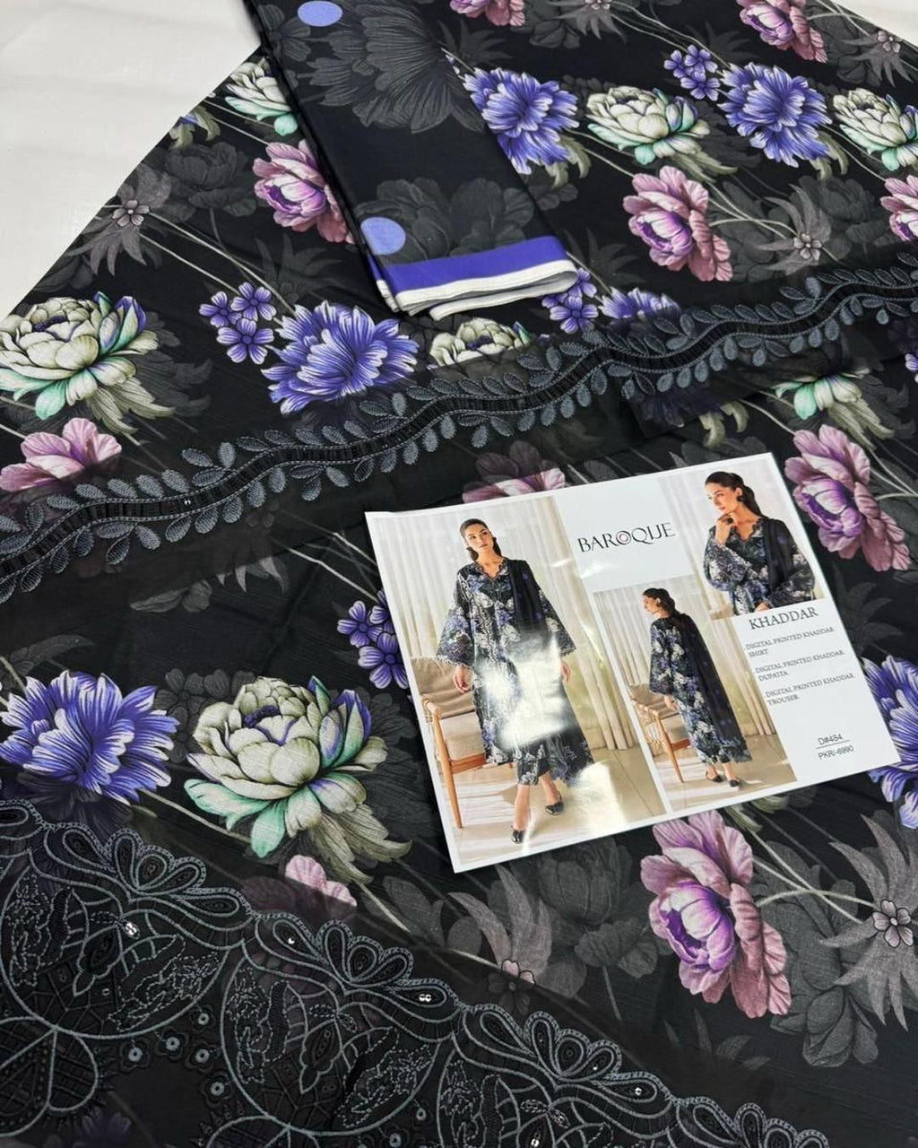 KHADDAR Digital Print 3pc With Patches Design D32