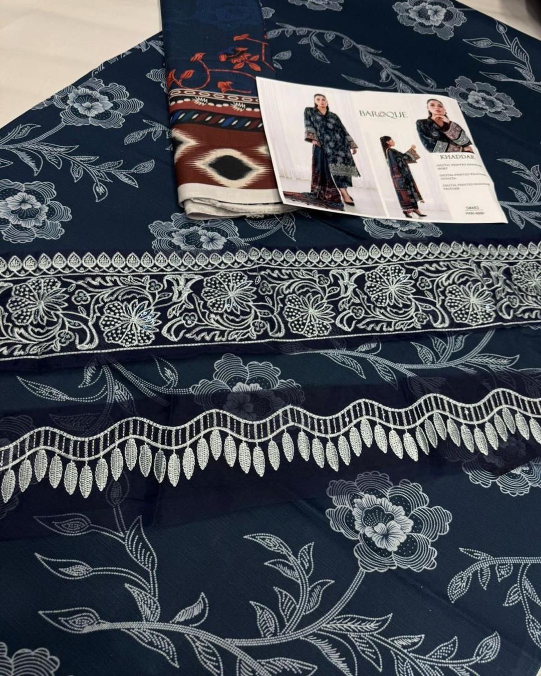 KHADDAR Digital Print 3pc With Patches Design D33