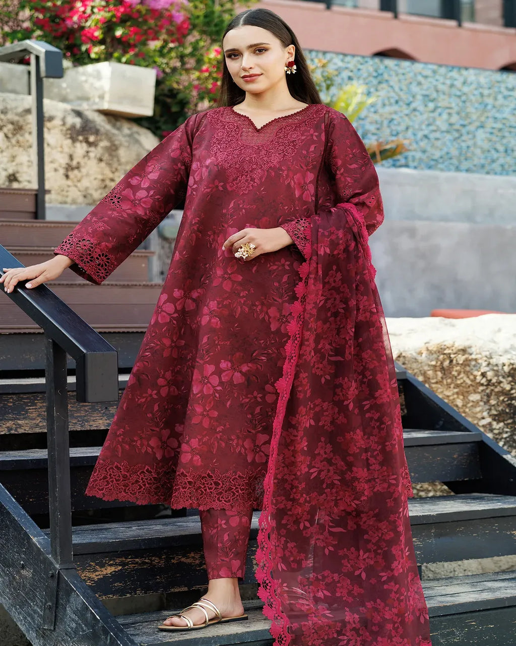 KHADDAR Digital Print 3pc With Patches Design D34
