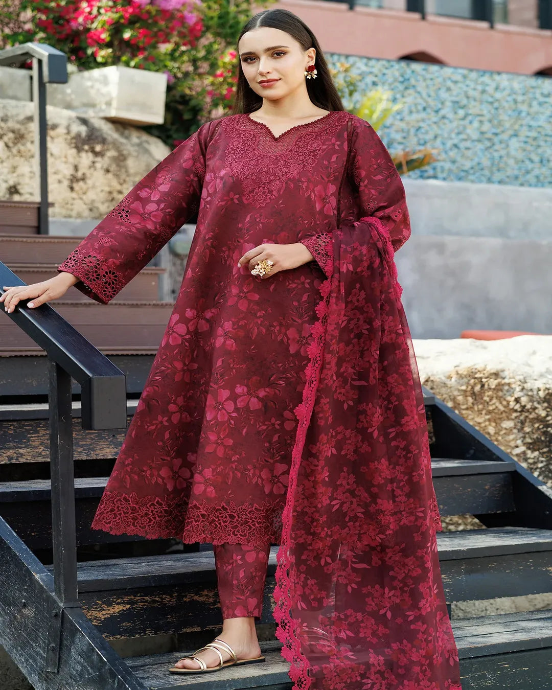 KHADDAR Digital Print 3pc With Patches Design D34
