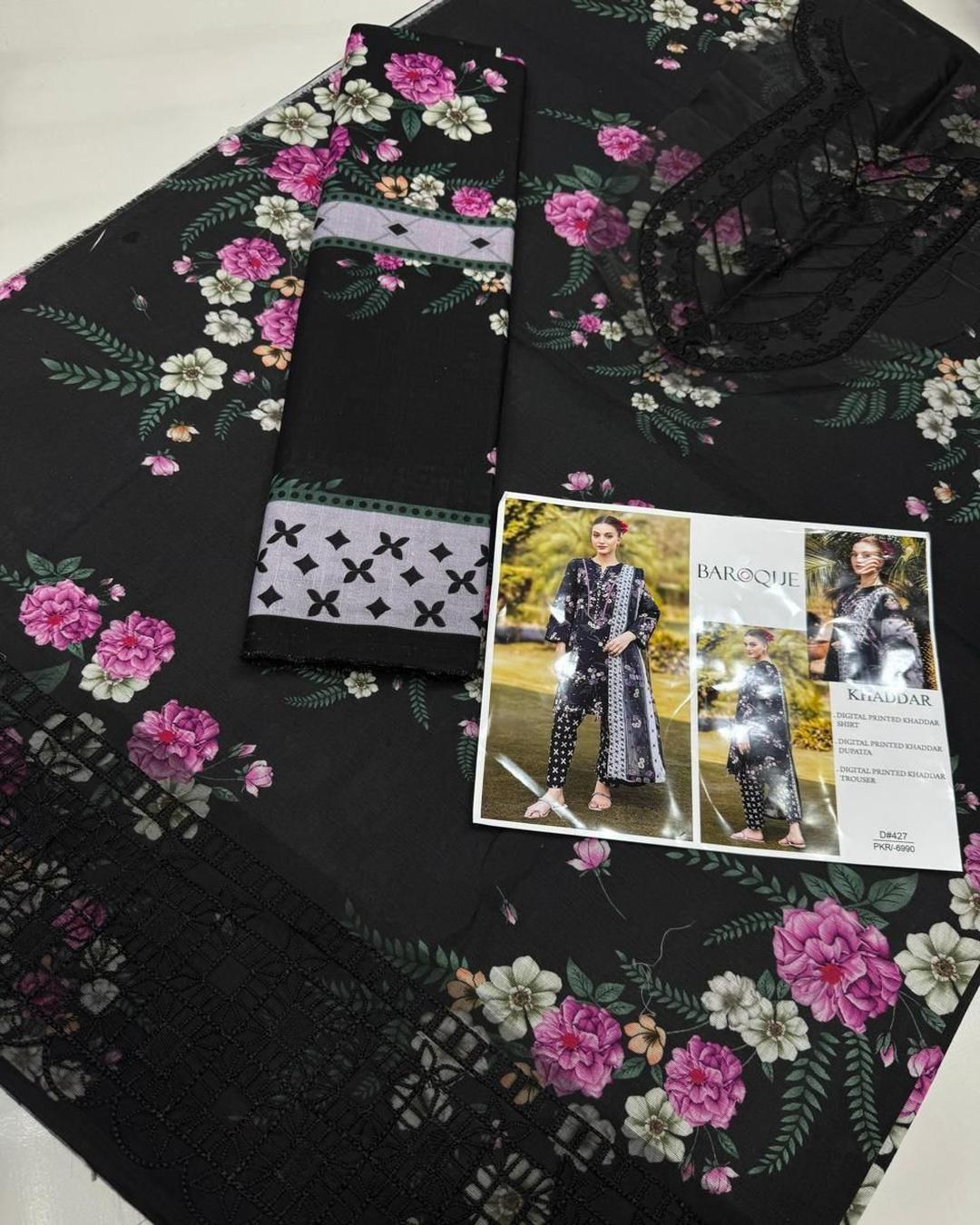 KHADDAR Digital Print 3pc With Patches Design D35