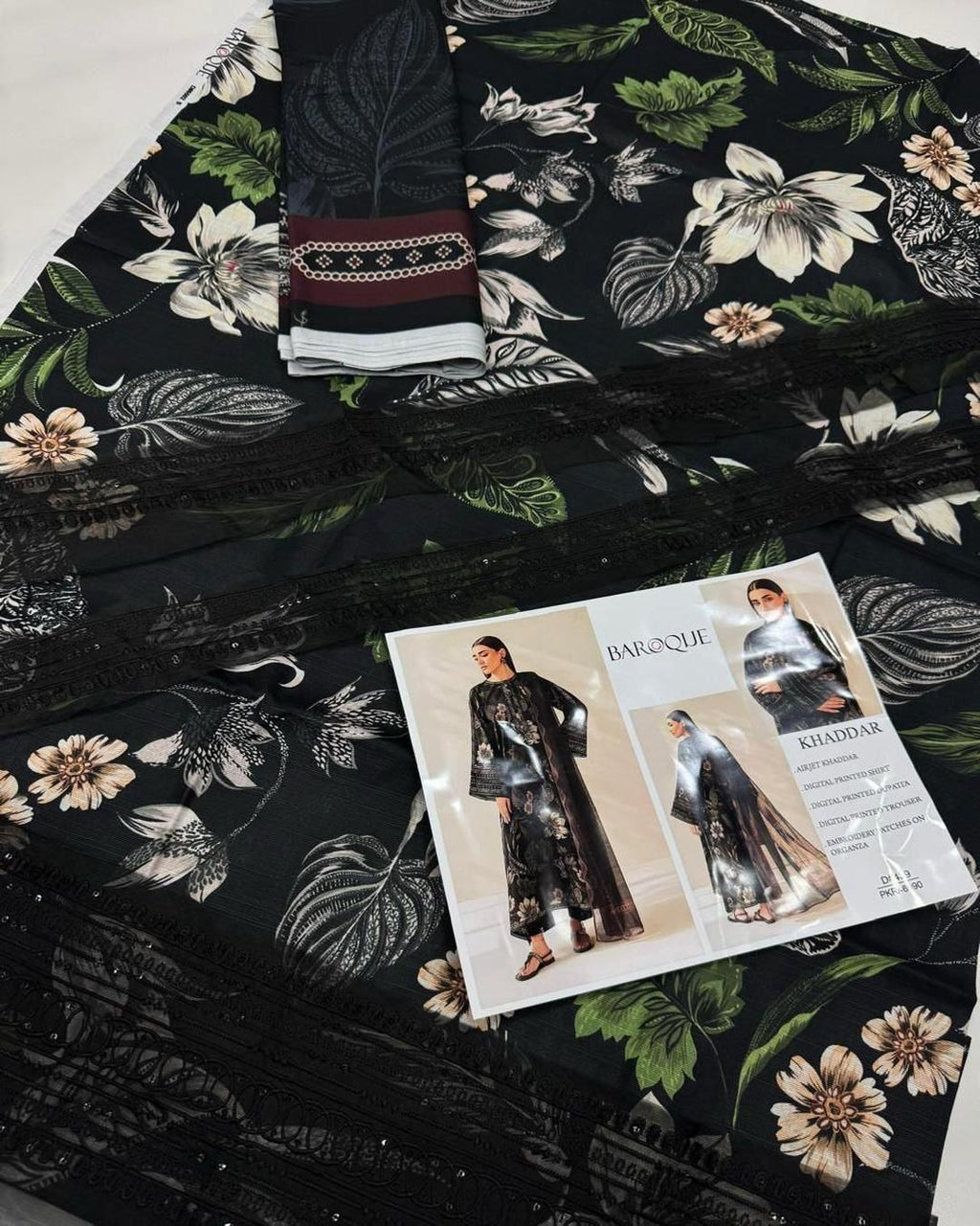 KHADDAR Digital Print 3pc With Patches Design D37