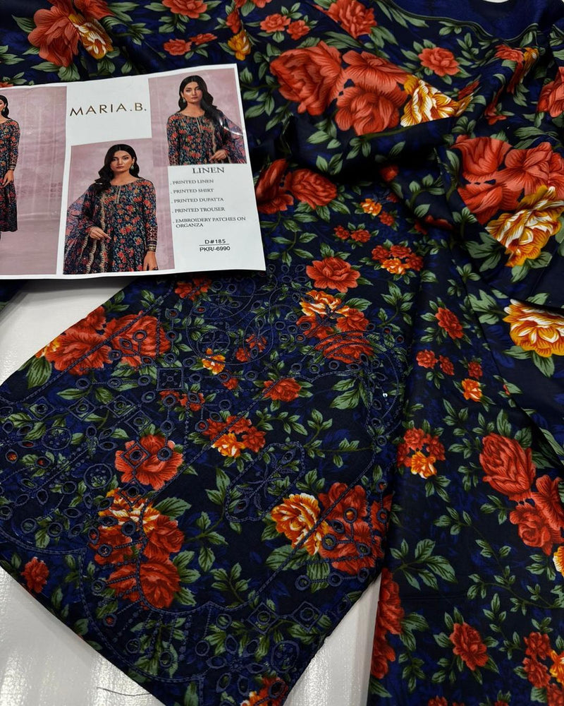 Linen Digital Print Full  Embroidered