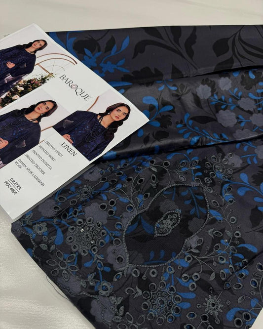 LINEN 3pc Full Embroidered Design D09