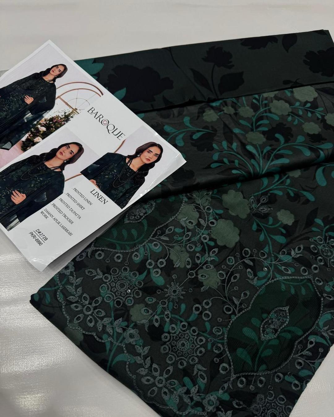 LINEN 3pc Full Embroidered Design D10