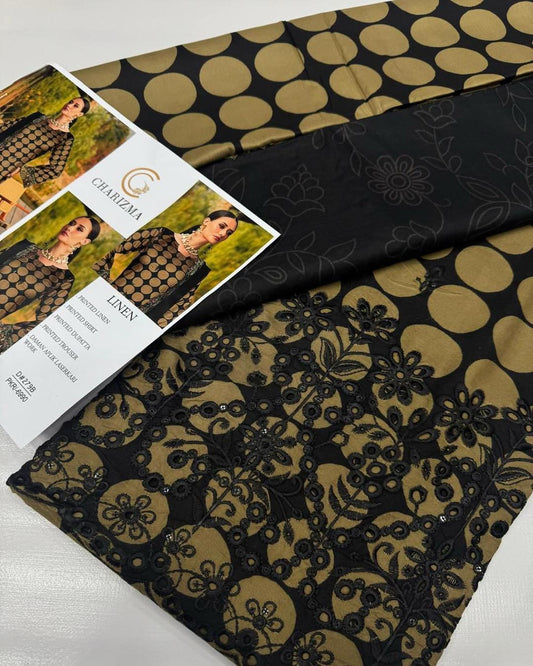 LINEN 3pc Full Embroidered Design D14