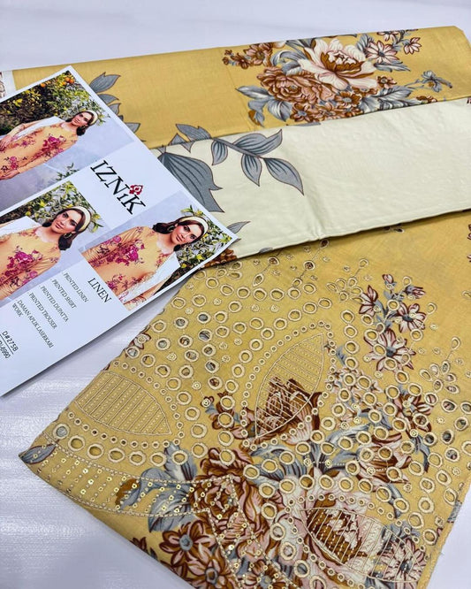 LINEN 3pc Full Embroidered Design D17