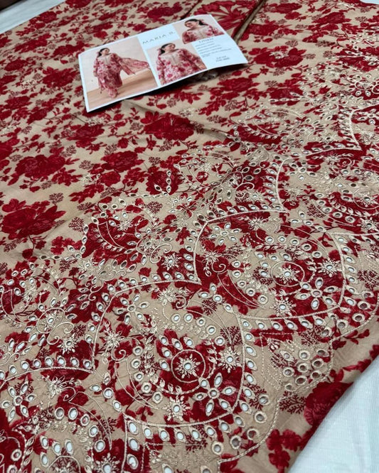 LINEN 3pc Full Embroidered Design D22