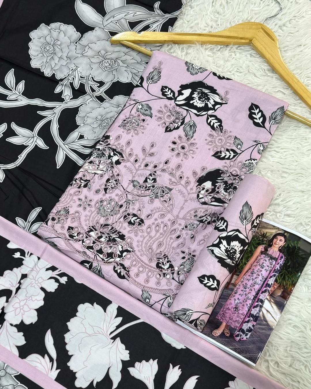 LINEN 3pc Full Embroidered Design D25