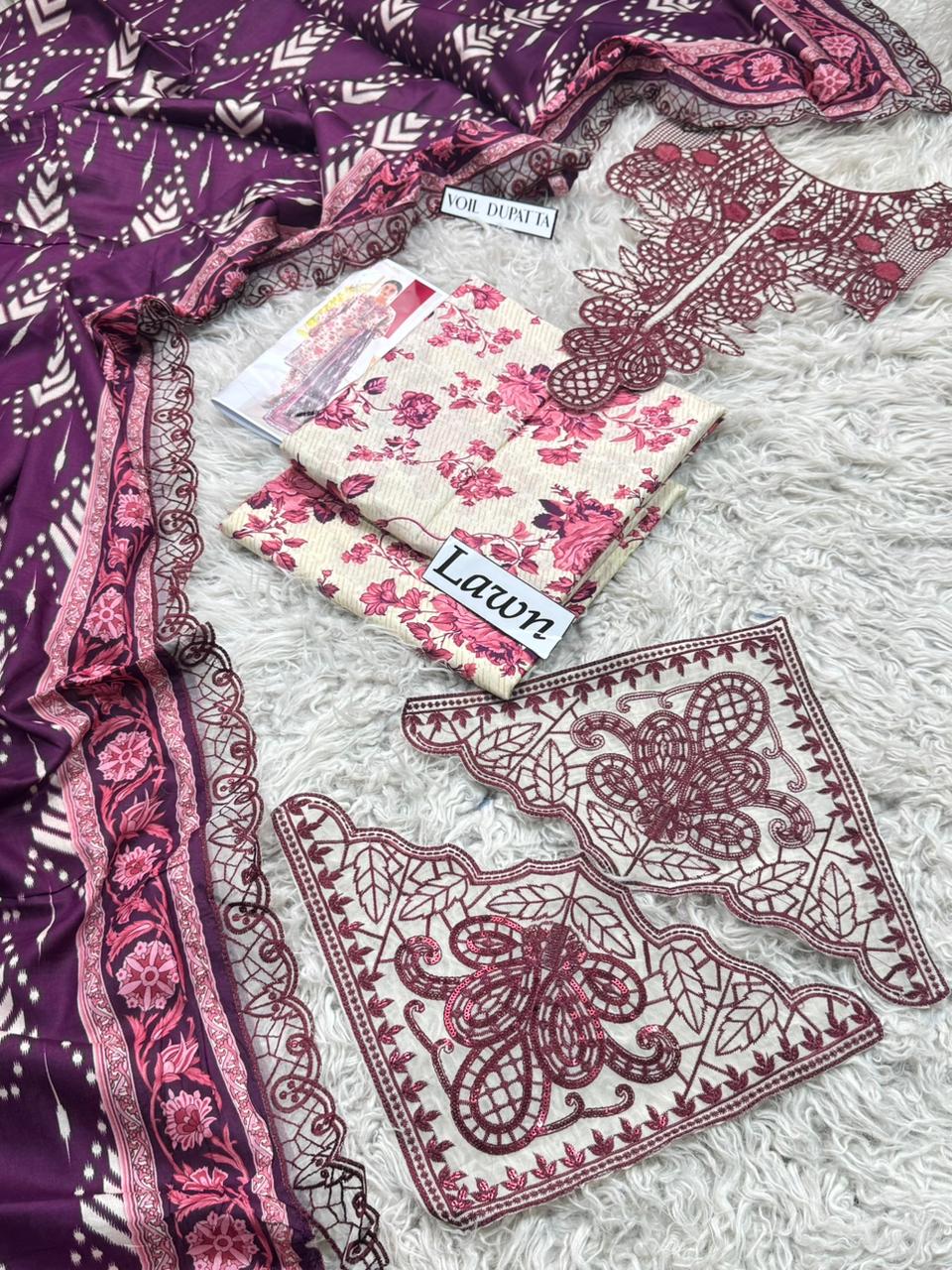 LAWN READY TO WEAR DUPATTA  UNSTICH 3PC